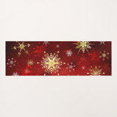 Weihnachten Goldene Schneeflocken im roten Hinterg Yogamatte (Rückseite (Horizontal))