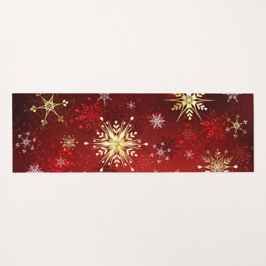 Weihnachten Goldene Schneeflocken im roten Hinterg Yogamatte (Rückseite (Horizontal))