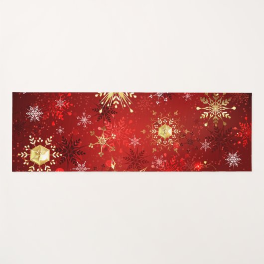 Weihnachten Goldene Schneeflocken im roten Hinterg Yogamatte (Vorderseite (Horizontal))