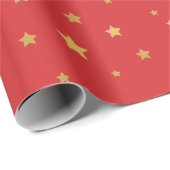 Weihnachten goldene Sterne im roten Hintergrund Geschenkpapier (Rolleneckpunkt)