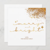 Weihnachten Goldener Glitzer Einladung (Vorne/Hinten)