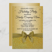 Weihnachten Goldener Glitzer Party Einladung (Vorne/Hinten)