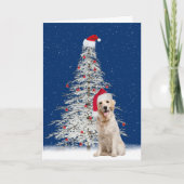 Weihnachten Goldener Retriever mit weißem Baum (Vorderseite)