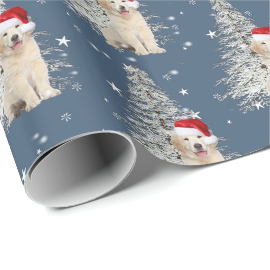 Weihnachten Goldener Retriever und Baum auf den St Geschenkpapier (Rolleneckpunkt)