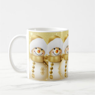 Weihnachten Goldener Schneemann Schneeflocken Feie Kaffeetasse