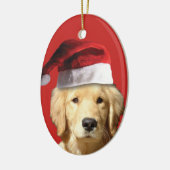 Weihnachten goldenes Retriver Keramik Ornament (Links)