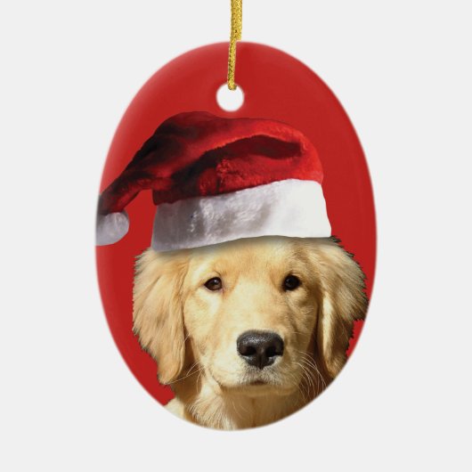 Weihnachten goldenes Retriver Keramik Ornament (Vorne)