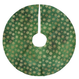 Weihnachten Goldfolie grün niedliche Schneeflocken Polyester Weihnachtsbaumdecke