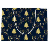 Weihnachten - Goldstars und Baum mit Ornamenten Große Geschenktüte (Rückseite)