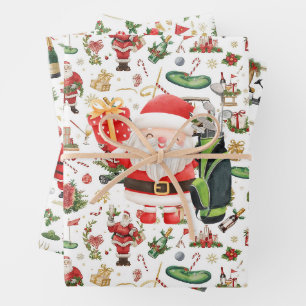 Weihnachten Golf mit Ball und Eisen für Golfer  Geschenkpapier Set