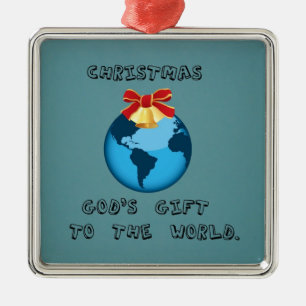 Weihnachten; Gottes Geschenk an die Welt. Silbernes Ornament