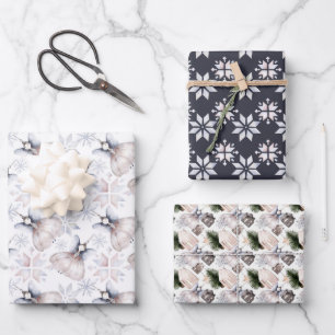 Weihnachten grau weiß silber einfach elegant hygge geschenkpapier set