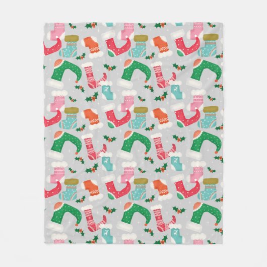 Weihnachten - Graue Strümpfe Fleecedecke (Vorderseite)