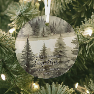 Weihnachten Graues Bergabenteuer Outdoor Couple Ornament Aus Glas