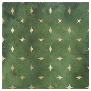 Weihnachten Green Gold Star Grafik Stoff