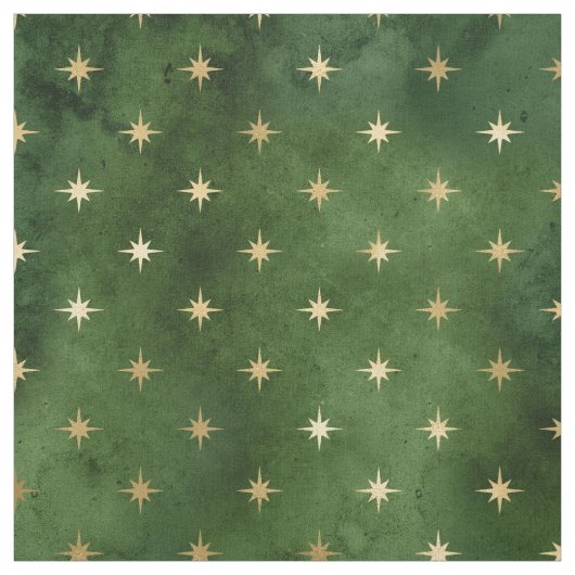 Weihnachten Green Gold Star Grafik Stoff (Muster)