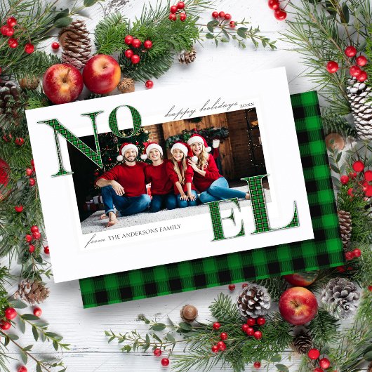 Weihnachten Green Kariert Patches Weihnachtskarte