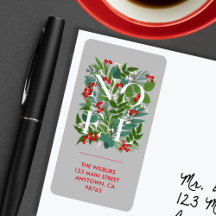 WEIHNACHTEN Greenery Berries Adressetikett