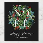 WEIHNACHTEN Greenery Berries Happy Holidays Weinetikett (Einzelnes Label)