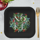 WEIHNACHTEN Greenery Personalisiert Black Christma Pappteller