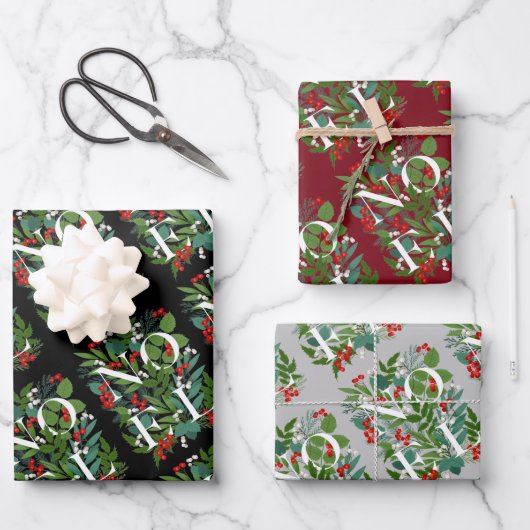 WEIHNACHTEN Greenery und Berries Weihnachten Geschenkpapier Set (Vorderseite)