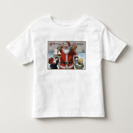 Weihnachten GreetingSanta, das Geschenke gibt Kleinkind T-shirt (Vorderseite)