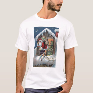 Weihnachten GreetingSanta, das heraus Fenster T-Shirt