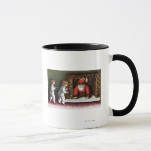 Weihnachten GreetingSanta, das heraus Kamin kommt Tasse