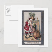Weihnachten GreetingSanta, das Strümpfe anfüllt (Vorne/Hinten)