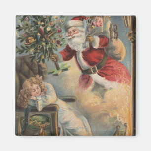Weihnachten GreetingSanta mit Baum und Geschenken Magnet