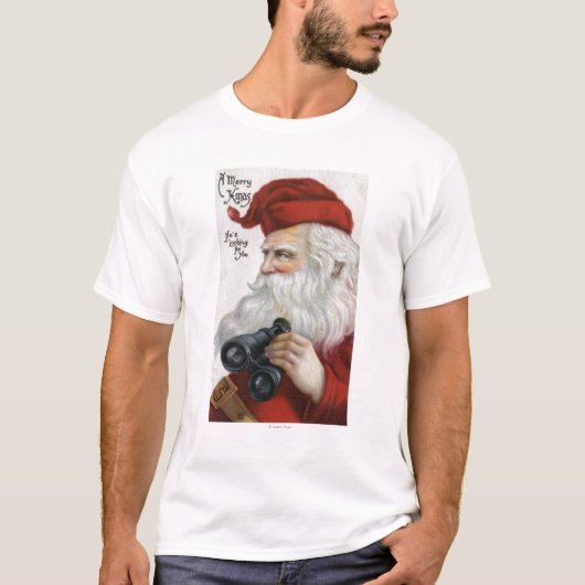 Weihnachten GreetingSanta mit Ferngläsern T-Shirt (Vorderseite)