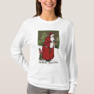 Weihnachten GreetingSanta mit hölzernem Pferd T-Shirt