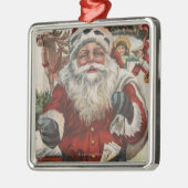 Weihnachten GreetingSanta mit Rotwild und Kindern Silbernes Ornament (Links)