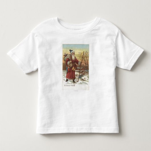 Weihnachten GreetingSanta mit Spazierstock Kleinkind T-shirt (Vorderseite)