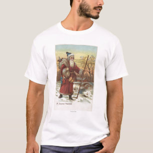 Weihnachten GreetingSanta mit Spazierstock T-Shirt