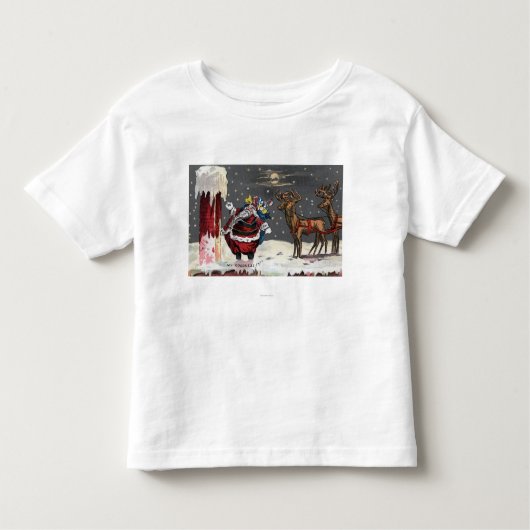 Weihnachten GreetingSanta und Kamin Kleinkind T-shirt (Vorderseite)