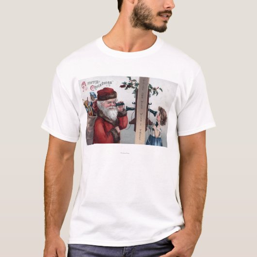 Weihnachten GreetingSanta und Telefon T-Shirt (Vorderseite)