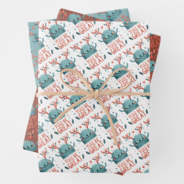 Weihnachten Große niedliche Weihnachtswrapping Pap Geschenkpapier Set