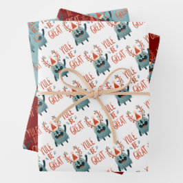 Weihnachten Große niedliche Weihnachtswrapping Pap Geschenkpapier Set