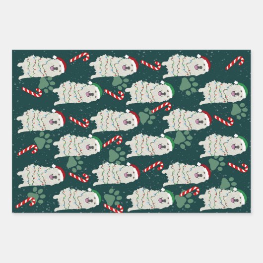 Weihnachten Große Pyrenäen Geschenkpapier Set (Vorderseite 2)