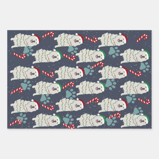 Weihnachten Große Pyrenäen Geschenkpapier Set (Vorderseite)