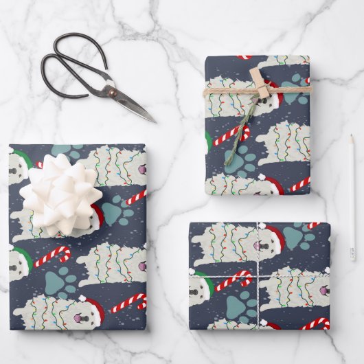 Weihnachten Große Pyrenäen Geschenkpapier Set (Vorderseite)