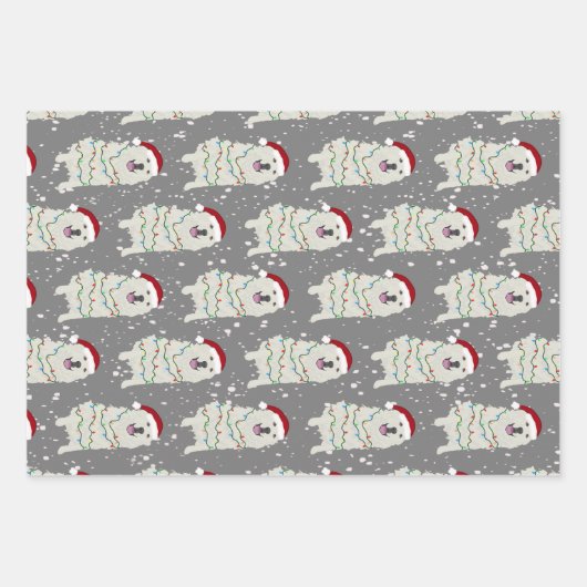 Weihnachten Große Pyrenäen Geschenkpapier Set (Vorderseite)