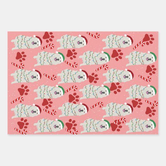 Weihnachten Große Pyrenäen Geschenkpapier Set (Vorderseite 2)