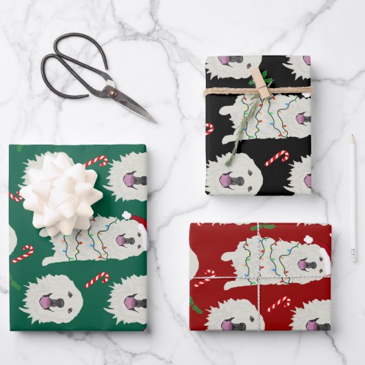 Weihnachten Große Pyrenäen Geschenkpapier Set (Vorderseite)