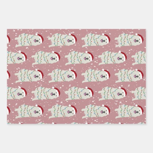 Weihnachten Große Pyrenäen Geschenkpapier Set (Vorderseite 3)