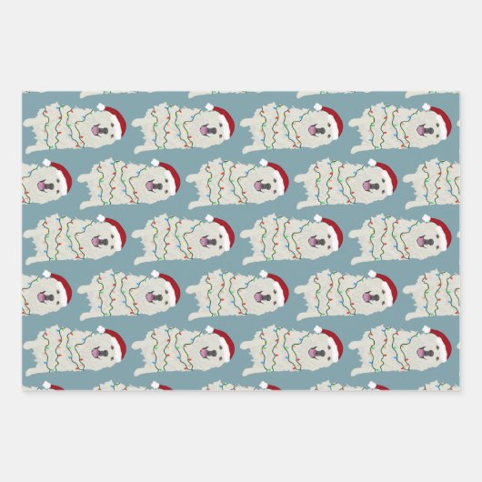 Weihnachten Große Pyrenäen Geschenkpapier Set (Vorderseite 2)