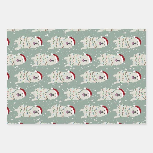 Weihnachten Große Pyrenäen Geschenkpapier Set (Vorderseite)