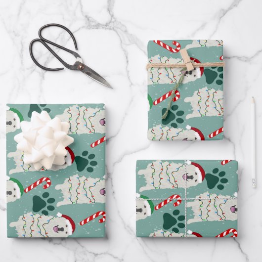 Weihnachten Große Pyrenäen Geschenkpapier Set (Vorderseite)