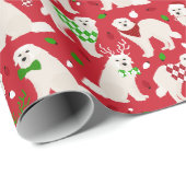 Weihnachten Große Pyrenäen Hunde Geschenkpapier (Rolleneckpunkt)
